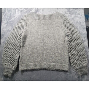 Tommy Bahama Womens S Wool Blend Metallic Sweater Open Knit Puff Sleeve